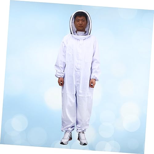 Outanaya Elastic Cuffs Removable Veil Beekeeping Suit Full Body Professional Grade XXL White