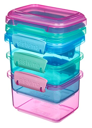 Sistema 3-Piece Food Storage Containers with Lids for Lunch, Meal Prep, and Leftovers, Dishwasher Safe, 1.6-Cup, Blue/Green/Pink - size: 12.8oz