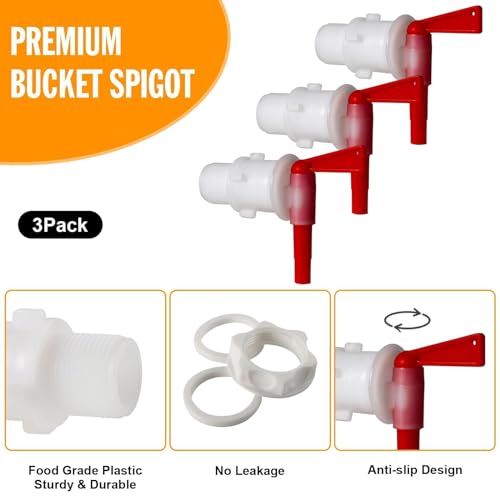 Bucket Spigot 5 Gallon Bucket Spigot, Plastic Bottling Bucket Spigot Fermenting Bucket Spigot for 5 Gallon Bucket Homebrew Wine Making Beer Fermentation Bucket Fermenter - size: 3 Pack
