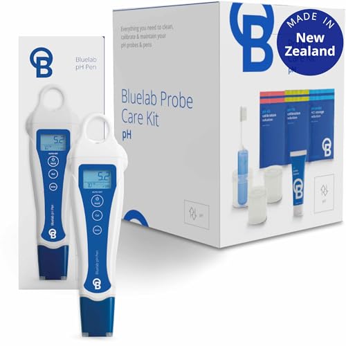 Bluelab pH Pen Meter and Probe Care Kit pH with Calibration Supplies, Storage Solution & Brush, Reliable Digital Tester for pH, Temperature in Growing Solutions, Optimal Plant Health and Yield - style: PH PEN + CARE KIT PH