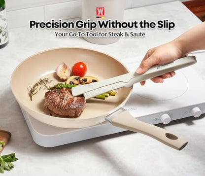 Wagensteiger Light Gray Silicone Tongs : Easy grip Design with Heat Resistant, Non-stick Cookware Safe, BBQ Grill Tool for Flipping Grabbing Serving, Lightweight Structure (11.42 inch Long) - size: 11.42 inch Long