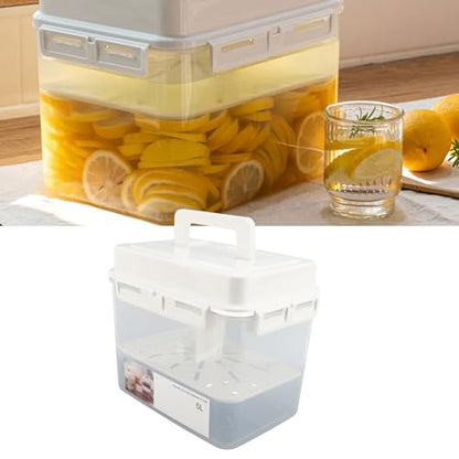Focket Pickle Jar with Strainer, 5L Pickle Container with Leakproof Airtight Lid & Handle, Pickle Holder, Pickle Storage Container, Kimchi Container for Olive, Jalapeno, Fermentation