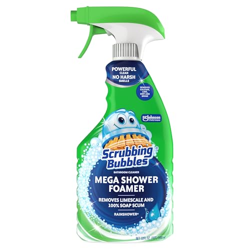 Scrubbing Bubbles Mega Bathroom and Shower Cleaner Spray, Foaming Action Removes Limescale and Soap Scum, Rainshower Scent, 32oz - size: 32 Fl Oz (Pack of 1)