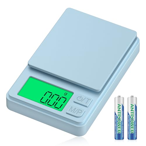 Diyife Gram Scale, 1000g/0.01g Digital Jewelry Scale for Powder, Gold, Gem, Mini Scale with LCD Display, 7 Units, Tare, Light Blue (Batteries Included) - color: Light blue