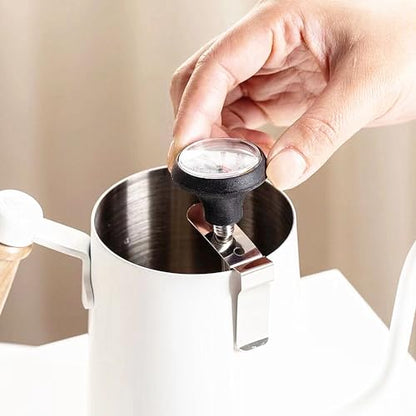 Milk Frothing Pitcher for Coffee, Barista Frother Cup,Steaming Jug (21 Ounces with Thermometer Pen) - color: 21 Ounces Pitcher with Thermometer Pen