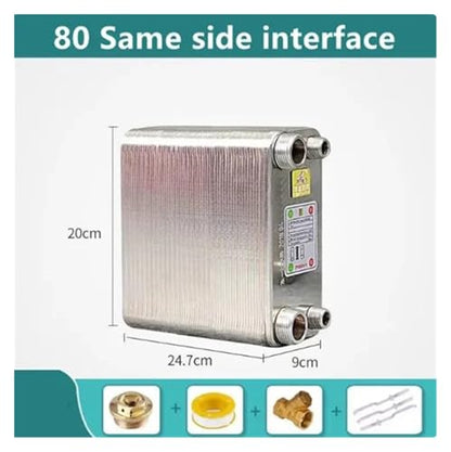 24/32/38 Plates Heat Exchanger Beer Wort Chiller Cooler 304 Stainless Steel 1/2 for Home Hot Water(80 Same Side) - size: 80 Same Side
