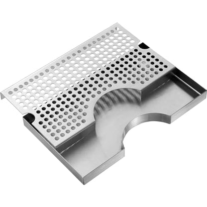 VEVOR Kegerator Beer Drip Tray, 304 Stainless Steel Keg Drip Trays with 4 Non-Slip Rubber Pads and Detachable Cover, Heat/Cold Resistant Beer Tower Drip Pan for Bar Restaurant Coffee Shop Home - style: U drip tray