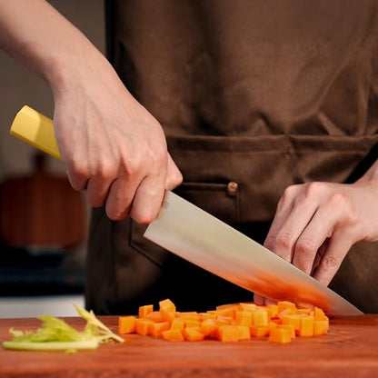 8 Inch Chef Knife, AR-RPM9 Steel & Ergonomic Handle Cooking Knife, Ultra Sharp Professional Kitchen Knife with Gift Box for Home Chefs - color: Pale Yellow, size: 8"