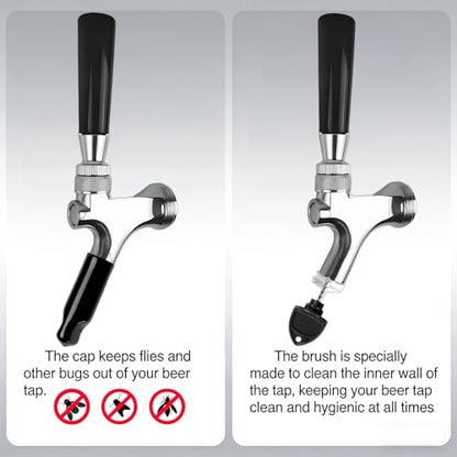 4 Sets All 304 Stainless Steel Beer Tap Faucet Kit - Draft Beer Dispenser with Handle, Spout Cover & Cleaning Brush for Kegerator Home Bar (All Stainless Steel Construction) (4)