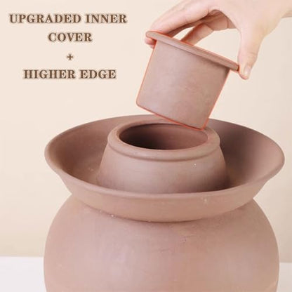 Unglazed Clay Fermentation Jar, Double Lid Design Sealed Pickling Crock, Classic Traditional Water Seal, Pickled Cucumbers and Beans(5kg/176.4oz) - size: 5kg/176.4oz