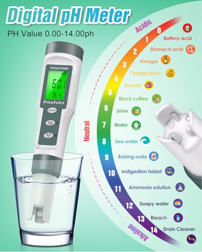 pH Meter, 3-in-1 TDS Meter Digital Water Tester with 0.01 High Precision, Water Tester for Drinking Water with 0-14 pH Test Range, TDS/Temp/pH Tester for Wine, Aquarium, Pool, Garden, Bath and Water