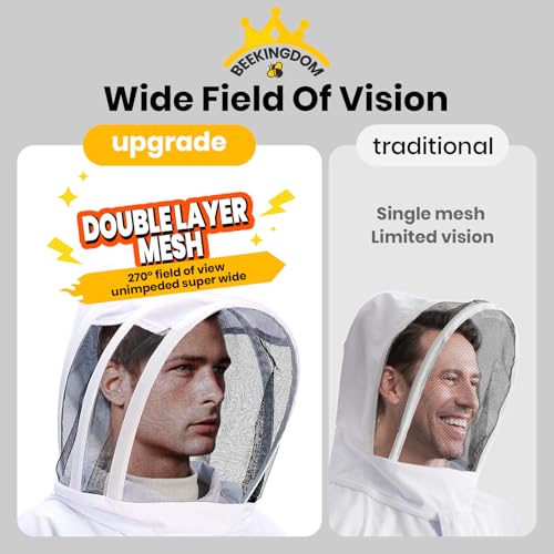 Beekeeping Suit for Men & Women – Full Body Sting Resistant Bee Suit with Detachable Veil, Breathable Cotton Blend & Goatskin Gloves for Beekeeping and Honey Harvesting (XL-5'7"-5'11") - size: XL for 5'7"-5'11"