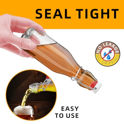 8 Pack Swing Top Glass Bottles 8.5 oz,Flip Top Beer Brewing Bottles for Kombucha, Homemade, Kefir, Water, Beverages, Soda, Oil, Vinegar, Fermentation,Limoncello
