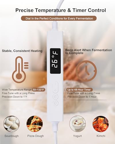 Coco Bird Bread Proofing Box with Window & 50oz Sourdough Starter Kit - Precise Temp Control (55-133°F) Fermentation Station with Large Glass Jar, Professional Sourdough Making Kit