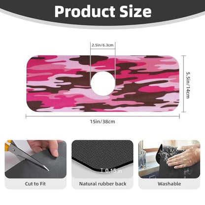 Pink Camo Faucet Mat For Kitchen Sink, Absorbent Countertop Protector, Quick Dry Sink Splash Guard Pad, Waterproof Draining Mat 15" X 5.5" - color: Style 5