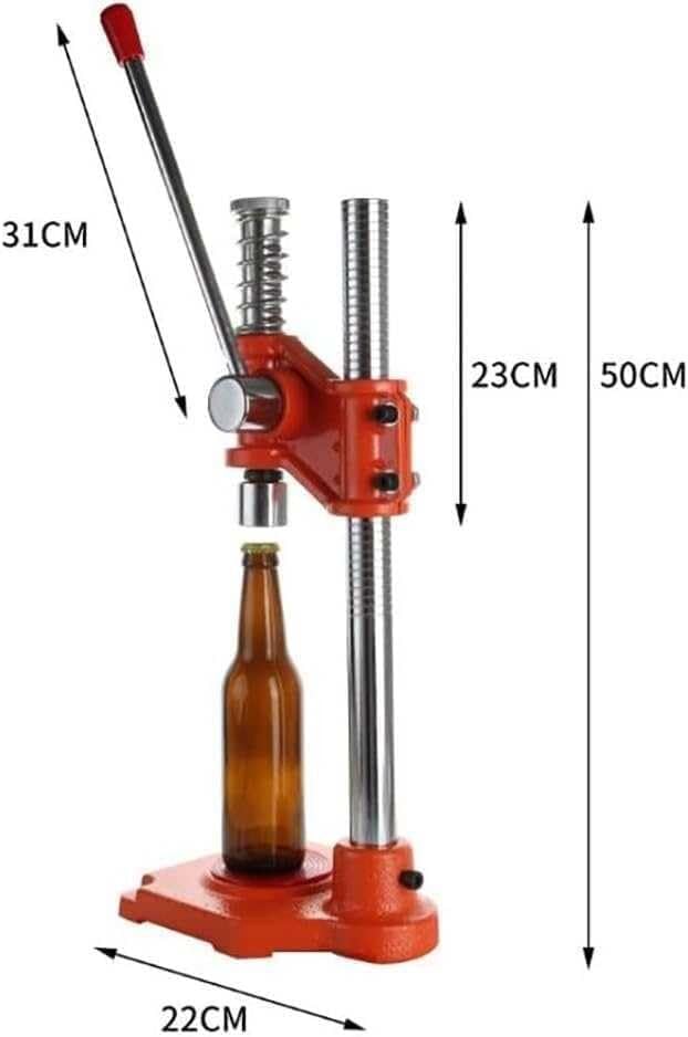 Bottle Capper Beer Bottle Capper Tool with Non-Slip Base - Manual Capping Machine Beer and Soft Drinks - Heavy Duty Metal Crimper Bench Bottle