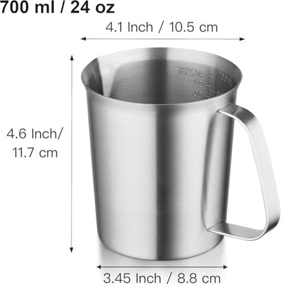 CURTA 18/8 Stainless Steel Measuring Cup with Handle and Pour Lip 24 OZ (3 Cup, 700 ML) - color: Flat Handle, size: 24 OZ (3 Cup, 700 ML)