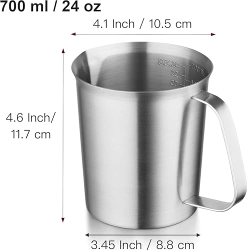CURTA 18/8 Stainless Steel Measuring Cup with Handle and Pour Lip 24 OZ (3 Cup, 700 ML) - color: Flat Handle, size: 24 OZ (3 Cup, 700 ML)