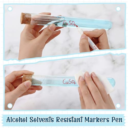 3 Pack Alcohol Resistant Laboratory Markers Permanent Freezer Pens with Black 0.5mm Fine Point and Red 1.0mm Makers Tip, Designed for Lab, Professional Labeling on Glass Plastic Wet Surfaces