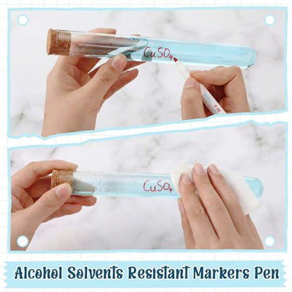 3 Pack Alcohol Resistant Laboratory Markers Permanent Freezer Pens with Black 0.5mm Fine Point and Red 1.0mm Makers Tip, Designed for Lab, Professional Labeling on Glass Plastic Wet Surfaces