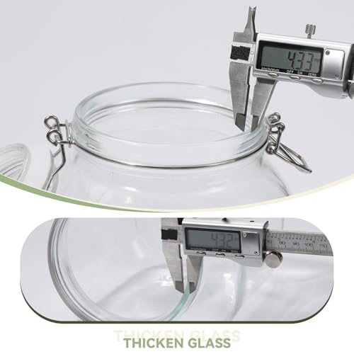 novelinks 2 Pack 1 Gallon Square Super Wide Mouth Glass Storage Jars with Airtight Glass Lids, Mason Jars with Stainless Steel Handle,Clear Glass Storage Container for Fermenting, Pickling, Canning - color: Glass Lid