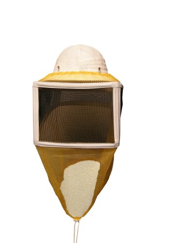 Mann Lake Stingless Binding Square Beekeeping Veil w/Drawstring Closure, Fine Mesh Netting w/Elastic Base for Snug Fit, Hot Weather Honey Bee Suit Head Cover for Backyard Beekeepers