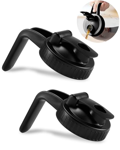 2 Pack Wide Mouth Mason Jar Lids V-Shaped with Handle, Mason Jar Pour Spout Lid with Extended Flip Lid Easy to Open, Airtight Leak Proof and Durable - color: black, size: 2pcs
