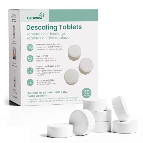 GROWNSY Descaling Tablets for Bottle Washers, 40 Count Descaler Tablets to Remove Limescale & Mineral Buildup, Compatible with Momcozy and Baby Brezza Baby Bottle Washer - size: 40 Count (Pack of 1)