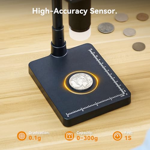 Elikliv EDM4C Coin Microscope with Scale：4.3" Digital Microscope with Adjustable LED, Error Coin Magnifier with Screen & Weighing Scope for Collectors, Jewelers, Students, Windows/Mac Compatible - color: Gray