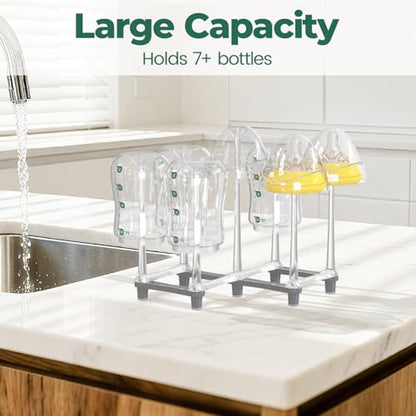 EsLuker.ly Baby Bottle Drying Rack Plastic Vertical Dryer Holder, Foldable Space Saving for 12 Milk Glass Bottle Countertop, Drain Stand Shelf for New Parents - size: 6.5 In