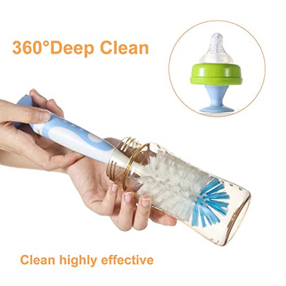 Chemimoso Multifunctional Cleaning Brush, Baby Bottle Brush, Bottle Brush Cleaner, Rotate The Suction Cup to Obtain The Small Bristle Brushes, Set Z, Pink, Nylon and Nylon Brush - color: Pink 2