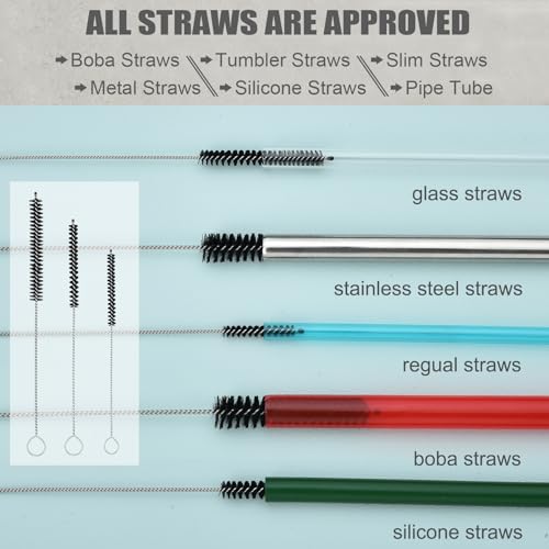 ALINK 8 Pack Black Bottle Brush Cleaning Set with Stand, Long Handle Bottle Cleaner with Holder for Narrow Neck Beer Wine Brewing Bottles, Stanley Water Bottles, Baby Bottles, Tumblers, Carafe, Straws - color: Black