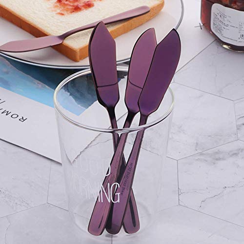 Stainless Steel 18/10 Cheese Desert Knives, Set of 4, Baikai Breakfast Butter Knife, Slicer Sandwich Spreader (Purple) - color: Purple
