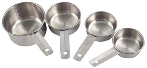 American Metalcraft MCL4 Flat-Handled Stainless Steel Measuring Cup Set - Four Sizes 1/4 1/3 1/2 1 Cup - Durable 200 Series Stainless Steel – For Bakery, Commercial Kitchen, Catering & Foodservice