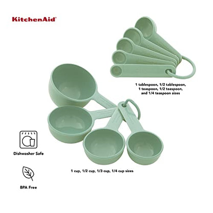 KitchenAid Universal Easy To Read Measuring Cup and Spoon Set with Soft Grip Handle for Maximum Control, Hang Hole and Nesting For Easy Storage, Dishwasher Safe, 9 Piece, Pistachio - color: Pistachio