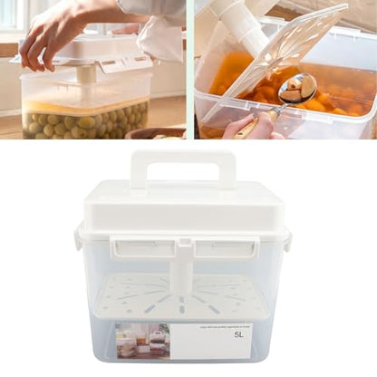 CCYLEZ Fermentation Container, Airtight 5L Kimchi Pickle Jar with Sealed Lid and Portable Handle for Home Fermentation PP Material