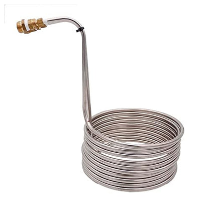 Immersion Wort Chiller/Copper, 25ft(7.62m) Super Efficient Wort Chiller with Garden Hose Fitting 3/8"(9.52) OD 304SS Home Brewing Immersion Wort Chiller