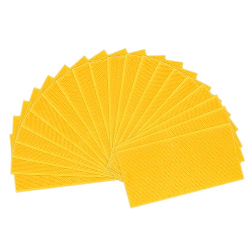 BeeCastle 20pcs Yellow Beehive Beeswax Coated Foundation Sheets, Waxed Foundation for Bee Frames, 8-1/2-Inch Plastic Bee Hive Foundation Sheets for Deep Beehive Frames - size: 8-1/2-Inch