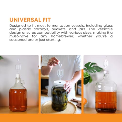 FastRack 1 Gallon Glass Jug with Black Polyseal Cap, 6.5 Rubber Bung & Twin Bubble Airlock – Fermentation jugs for Home Brewing, Clear Glass Fermenter Containers for Liquid Fermentation - size: 1 Gallon