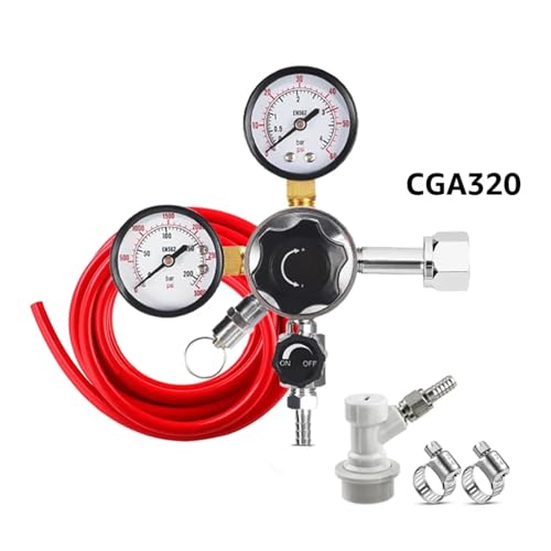 Home Brewing Co2 Regulator Beer Gas Line Kit,W21.8/CGA320 Homebrew Keg Pressure Regulator with Ball Lock Carbonated PVC Tubing Hose Wine Accessories(CGA320)