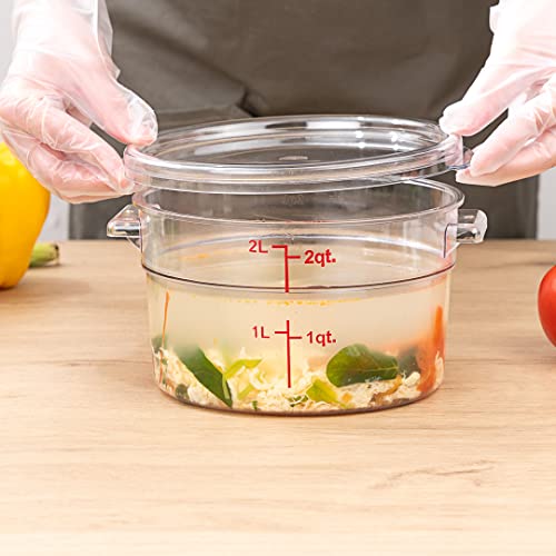 Restaurantware Met Lux 2 Quart Food Storage Containers 10 Round Commercial Storage Containers - Lids Sold Separately With Volume Markers Clear Plastic Food Prep Buckets Space-Saving Storage - size: 2 qt, style: 10 Count