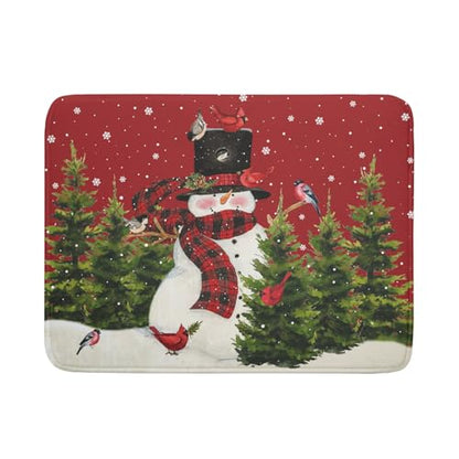 Christmas Tree Snowman Dish Drying Mats for Kitchen Counter 18×24 Inch Bird Snowflake Large Microfiber Drying Mat Kitchen Accessories Dish Rack Mat Drainer Pad Washable Absorbent - size: 18" x 24"