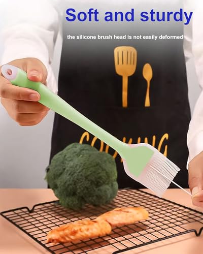 Pastry Brush Silicone Basting Brush for Cooking,2PCS 10+8 in Heat Resistant Food Brushes for Baking, Grilling, Cooking and Spreading Oil, Butter, BBQ Sauce, or Marinade (Green) - color: Green