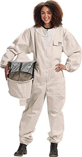 Bees & Co U73 Natural Cotton Beekeeper Suit with Round Veil - size: XX-Large