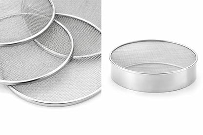 Premium Stainless Steel Multi-Mesh Sieve Set 4 in 1 | Interchangeable Fine to Coarse Filters | Atta, Spices, Herbal Powder, Coffee, Oil, Soil & DIY Use