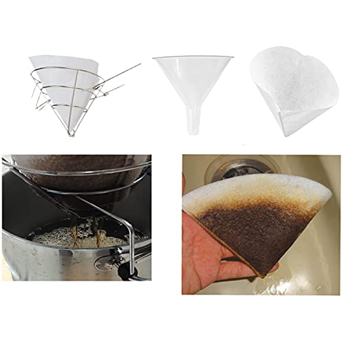 50 filter cones and funnels 4.5" Fryer Oil Filters Deep Fryer Oil Filter Funnel Non Woven Filter Cone Grease Filter Cones Best For Restaurants, Cafes, Food Trucks, Hotels - style: 50 Filter Cones and 1 Cones Holder