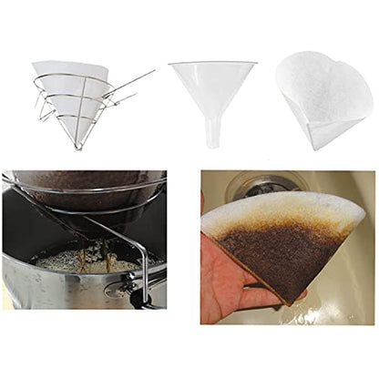 50 filter cones and funnels 4.5" Fryer Oil Filters Deep Fryer Oil Filter Funnel Non Woven Filter Cone Grease Filter Cones Best For Restaurants, Cafes, Food Trucks, Hotels - style: 50 Filter Cones and 1 Cones Holder