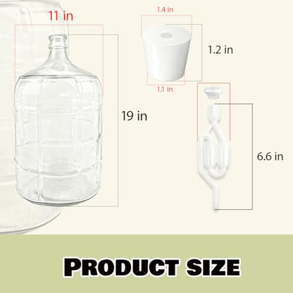 1Pcs 5 Gallon Glass Carboy Complete Home Brewing Kit with Rubber Stoppers (Drilled Undrilled),Airlock Brush for Beer Wine Making Fermentation,Water Storage