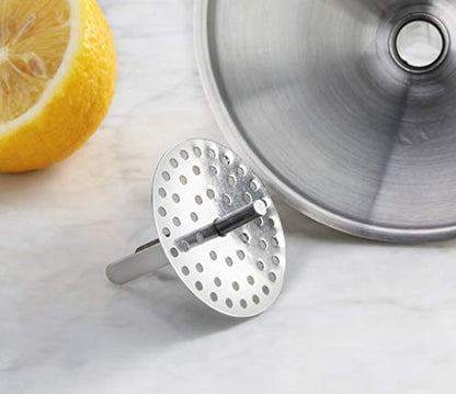 New Star Foodservice Stainless Steel Funnel with Detachable Strainer Filter, 5-Inch, Silver, Heavy-Duty Kitchen Funnel for Liquids, Oils, Sauces, Broths, and Canning
