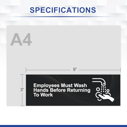 Magicfour 5 Pack Employees Must Wash Hands Sign, 9" x 3" Self-adhesive Wash Hands Sign for Restroom, Bathroom, Commercial Kitchens, Restaurant, Workplace, Hotels - size: 5Pcs Hand Wash Labels 9”x3“
